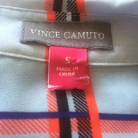 VINCE CAMUTO Sheer Plaid Long Sleeve Blouse - Picture 3 of 4